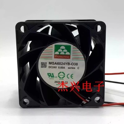 MAGIC Fan MGA6024YB-O38 DC24V 0.60A 6038 6cm 2 wire cooling fan #bv