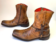 Mark Nason Italy Mens Distressed Leather Square Toe Iron Cross Harness Boots