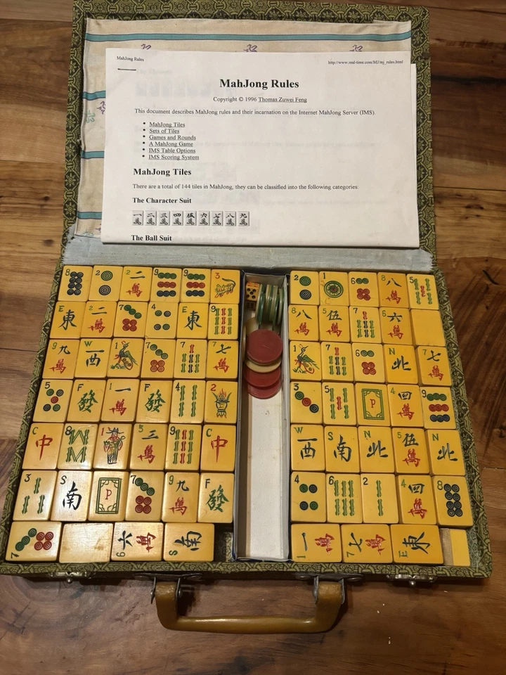 Vintage Mah Jong Mahjong Set 147 Tiles. Chinese Game - Image 2 of 4