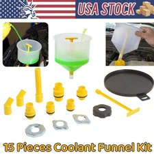 Spill Proof Radiator Coolant Filling Funnel Kit 15-pcs Cooling System fill kit