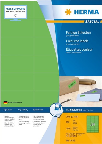 Herma Etiketten A4 GrüN 70X37 Mm Matt 2400 StüCk-image