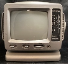 Spectra 52-BWR-W 5" Portable B&W Television w/ AM/FM Radio-Rare-
