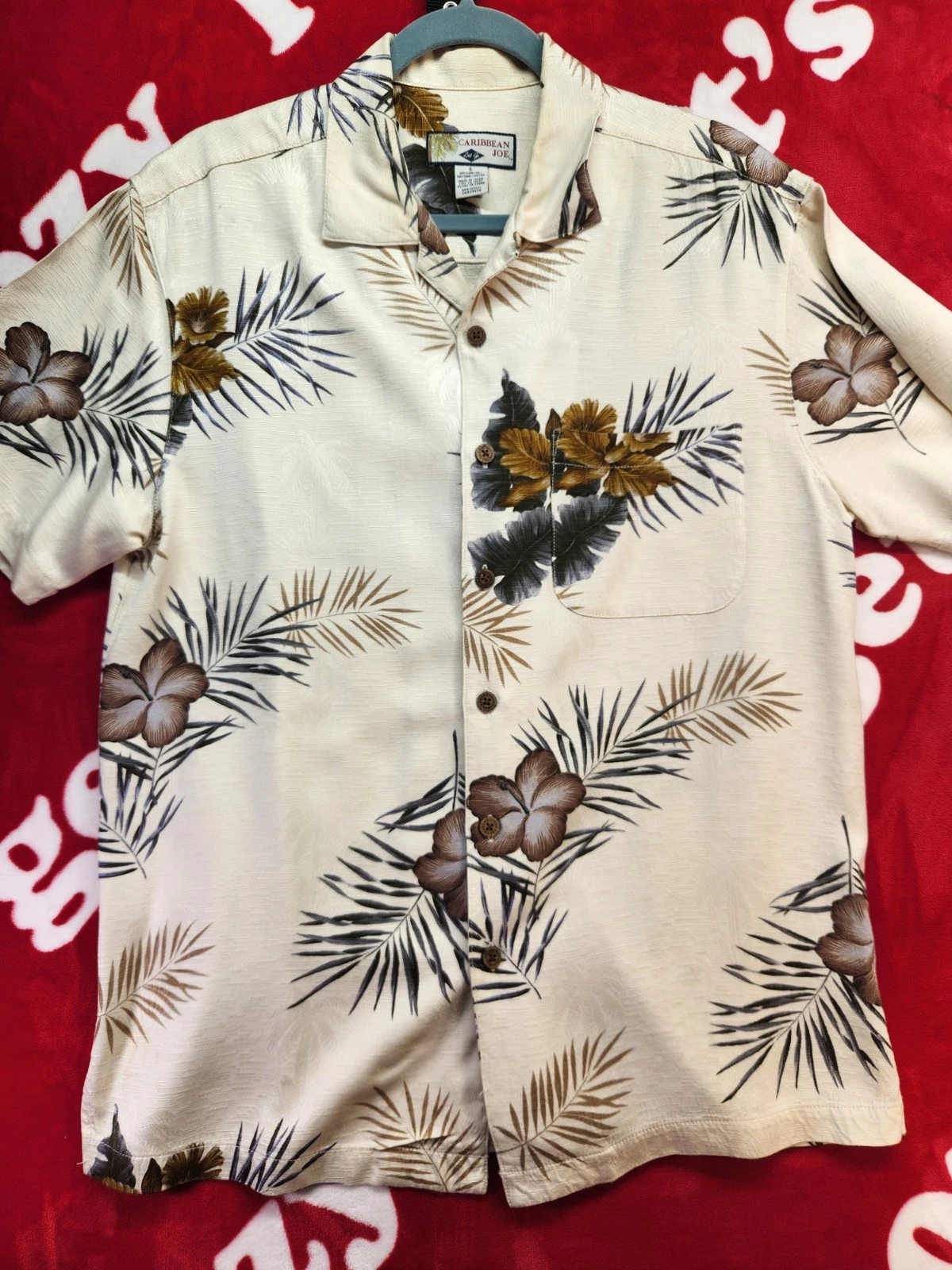 Caribbean Joe Small Hawaiian Shirt 100% Rayon Floral Tropical
