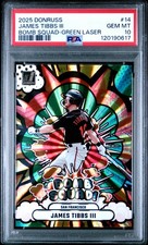 2025 PANINI DONRUSS BOMB SQUAD GREEN LASER #14 JAMES TIBBS III PSA 10