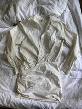 House of CB London White Mini Dress Draped Ruched Shirtdress Size Small