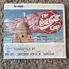 1993 League Cup Final - Arsenal vs Sheffield Wednesday ) **Ticket**