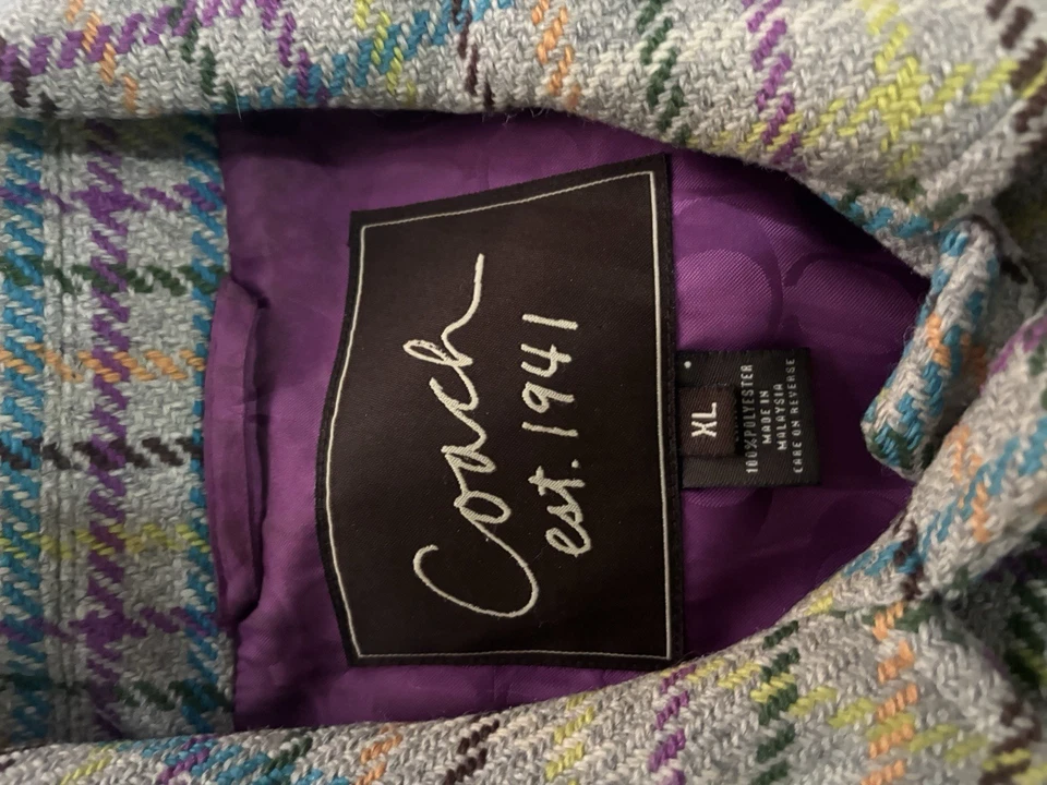 Abrigo Tattersall Vintage Coach Para Mujer Multicolor Lana a Cuadros Talla XL Foto 4 de 4