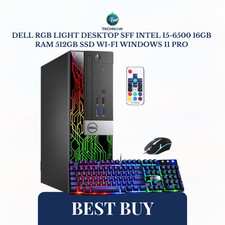 Dell RGB Light Desktop SFF Intel i5-6500 16GB Ram 512GB SSD Wi-Fi Windows 11 pro