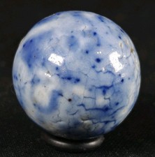 Vintage Marble - Bennington Fancy Glazed Over 1" Blue Clay Shooter Boulder