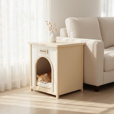Modern Indoor Wooden Dog House with Removable Cushion for Small Dogs  Cats