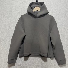 UniQlo Womens Sz L Taupe Gray Sweat Oversized Pullover Hoodie