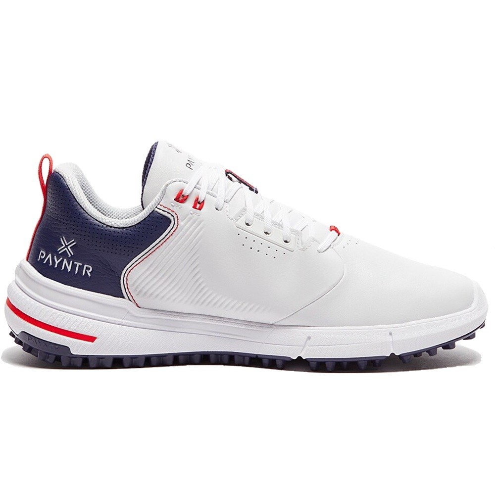 NEW Payntr Men's X 003 Spikeless Golf Shoes White/Blue/Red Size
