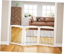 72 Extra Wide Dog gate for The House, Doorway, 3 Panels 72"W x 32"H White