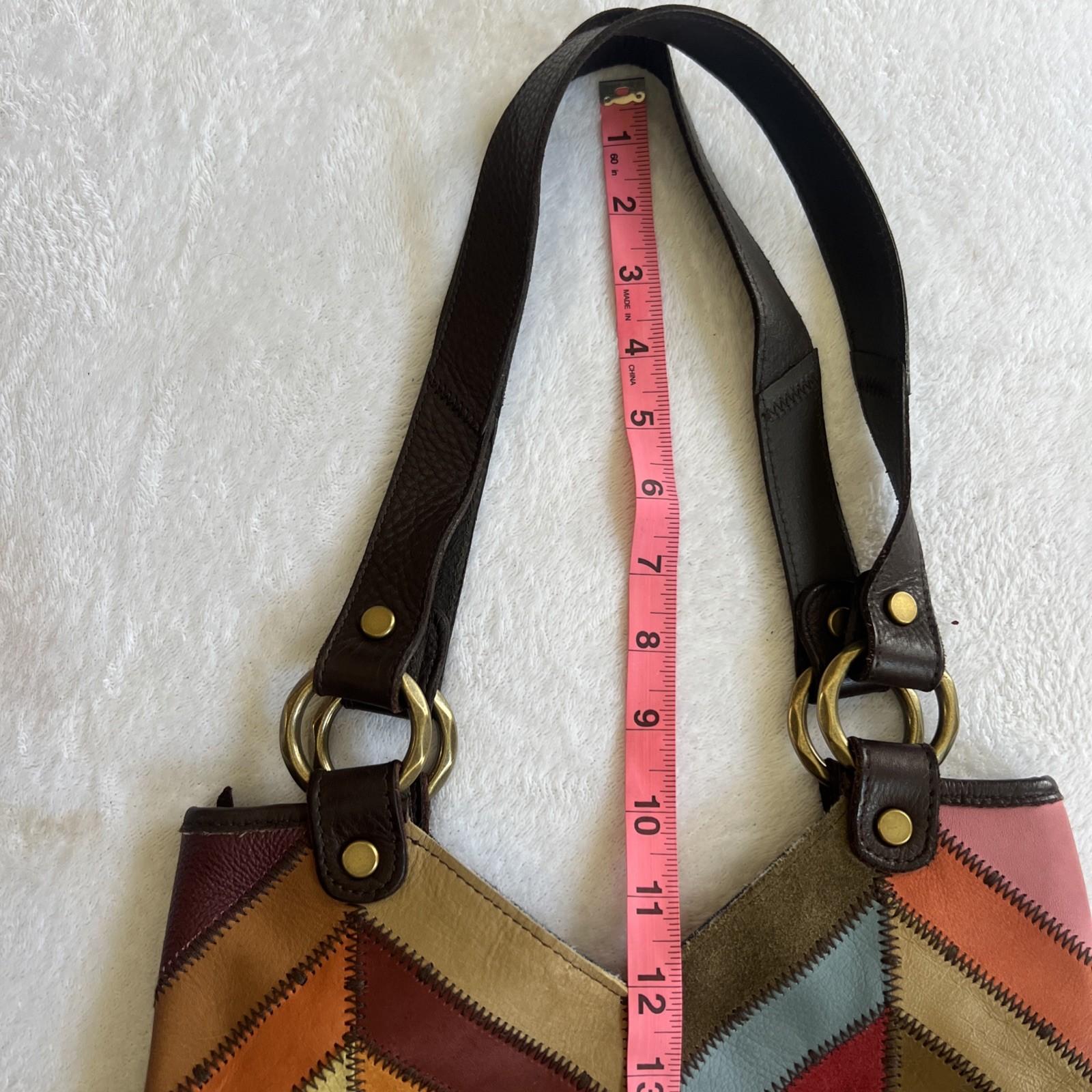 Lucky Brand Patchwork Chevron Multicolor Leather … - image 6
