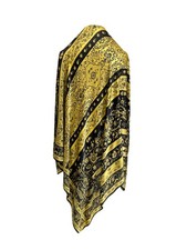Vintage ETRO Milano Silk Scarf Paisley Floral Yellow Black Wrap Shawl R
