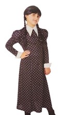 Rubies Girls S 6/6X Wednesday Addams Black Dress Halloween Costume