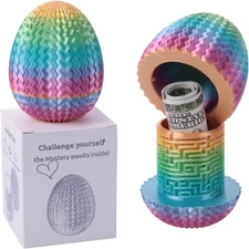 Mystery Egg Puzzle Box, Money Box for Cash Gift, Birthday Rainbow 