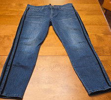 7 For All Mankind Blair Ankle Skinny Jeans Blue Black Side Stripe Logo Pockets