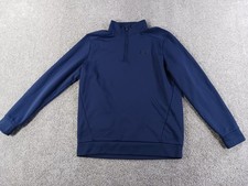 Under Armour Mens Sweater Medium Loose Blue 1/4 Mock Neck Polyester