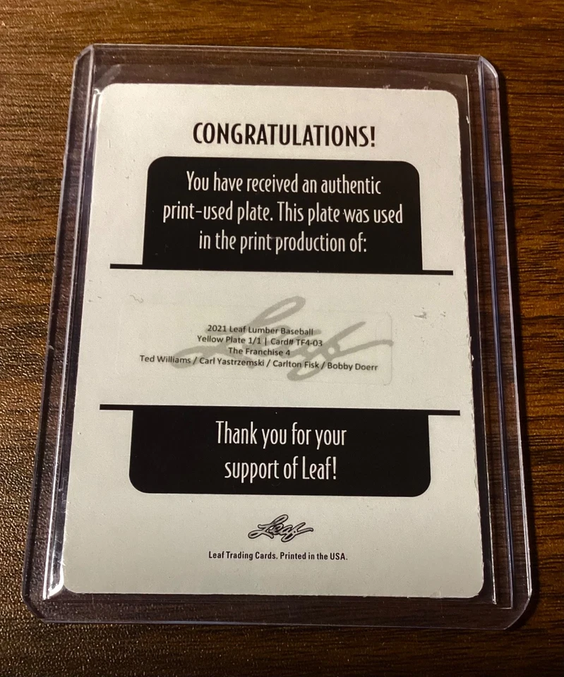 Placa de impresión de hojas Ted Williams 1/1 2020 1 de 1 banco DiMaggio Jackson Musial 1 Foto 4 de 4