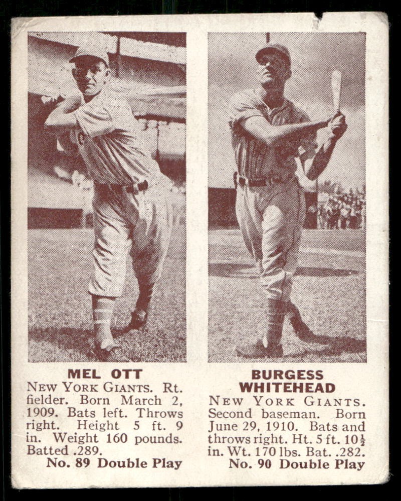 R330 MEL OTT HOF 1941 DOUBLE PLAY #89/90 WHITEHEAD POOR ALBUM RESCUE *TPHLC-5927