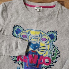 Kenzo Paris Womens Tiger Sweatshirt Gray Crewneck Size Small