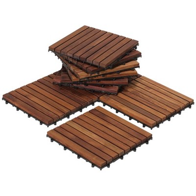 EZ-Floor Interlocking Teak Wood Tiles - 10 sq ft