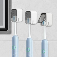 3 Pcs Toothbrush Holders Wall Mounted, Single Slot Design with Cover, DustPro...