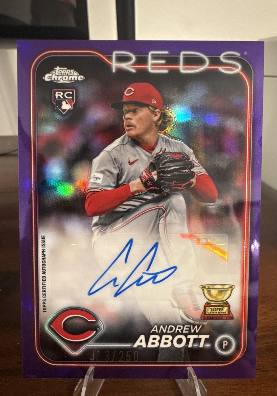 2024 Topps Chrome - Rookie Autographs Andrew Abbott #RA-AA Purple Refractor /250
