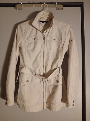 TOMMY HILFIGER SPRING JACKET,  XS, SOFT CREAM,  ZIPPER, POCKETS, BELT, LINING