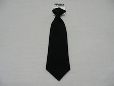 TIGER - Solid Black - BOYS 10 3/4" Clip-On Necktie 