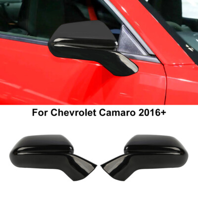 2x Black Side Door Rearview Mirrors Cover Trim Shells for Chevy Camaro 2016+