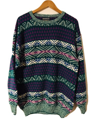 Vintage Mens XL Purple Green Blue Cosby 