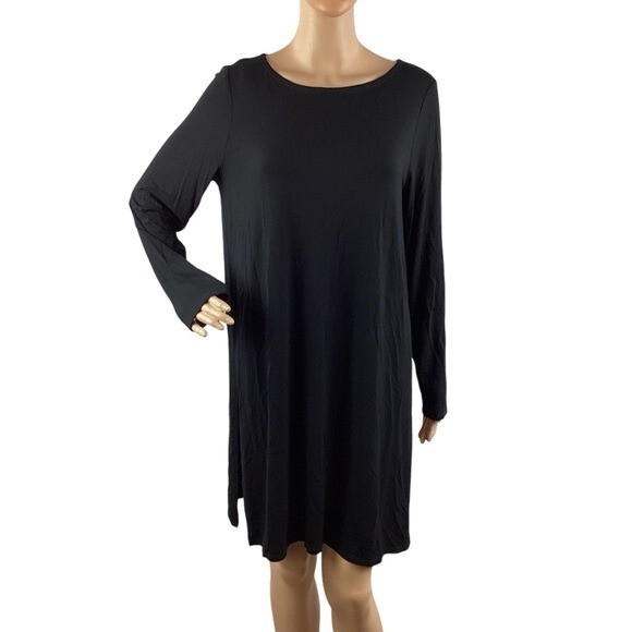 eileen fisher long sleeve dress Stretch Jersey Knit Crew Neck Dress