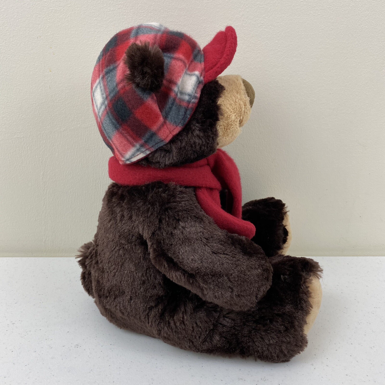 Hugfun International Brown Plush Teddy Bear Red Scarf, Snowflake, Plaid Hat