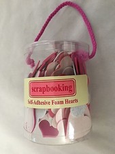 Pink White 3.25X4.25" Self Adhesive Foam Hearts Pack