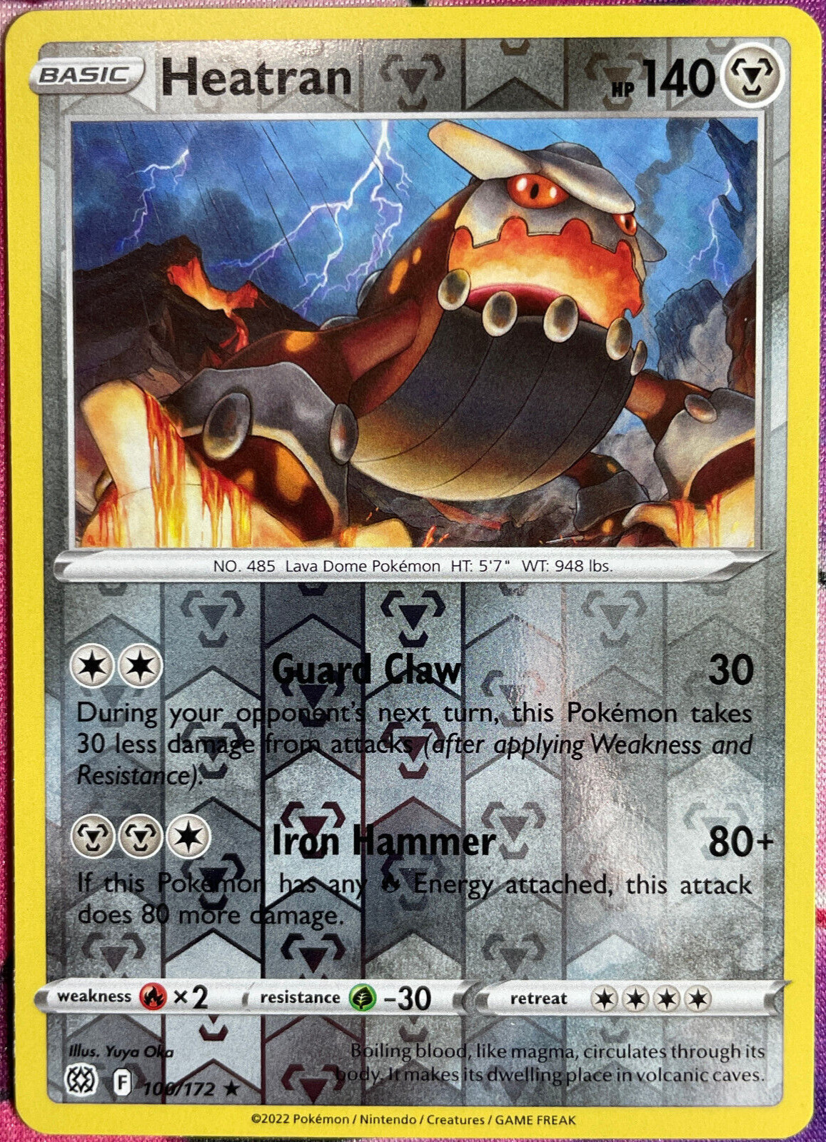 Heatran Reverse Holo Rare - 100/172 - Brilliant Stars Pokemon 2022