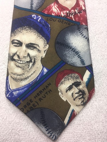 GRETHEL MENS TIE FAMOUS BASEBALL PLAYERS BABE RUTH 3.75 X 59