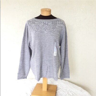 Croft & Barrow cable knit yoke pullover sweater Womans XXL Gray