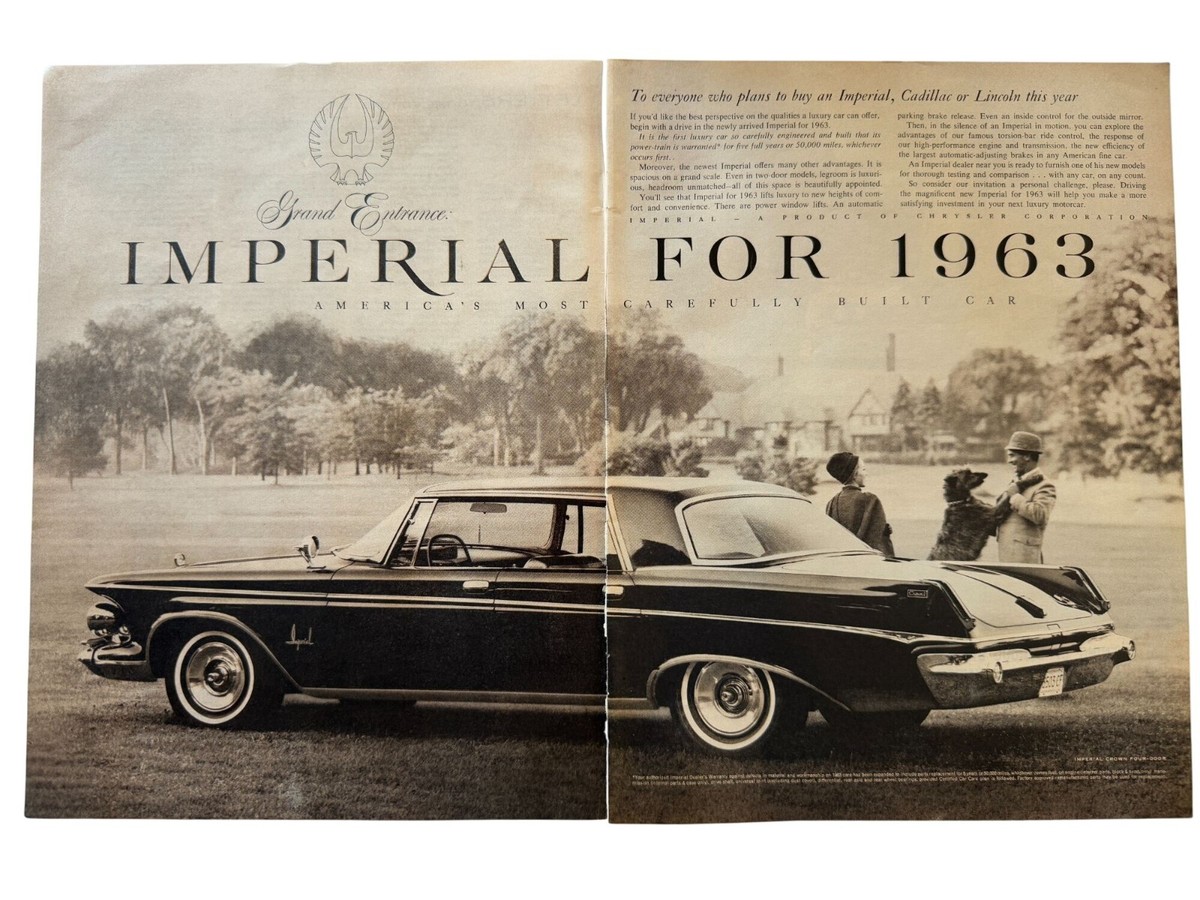 Vintage 1962 Imperial Crown Chrysler Car 2 Page Cut Advertisement