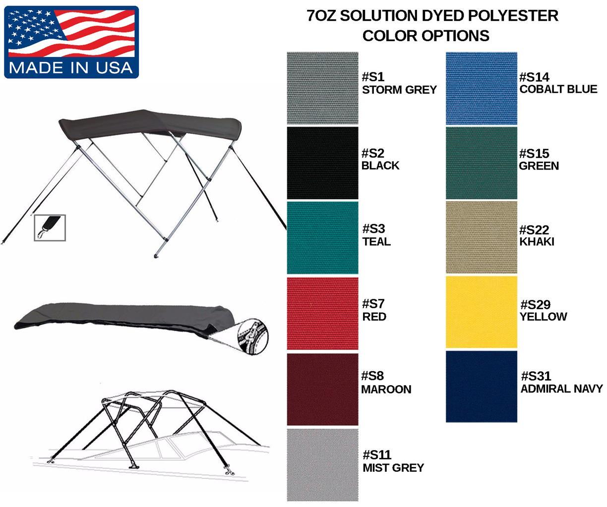 7.6oz BOAT BIMINI TOP 3 BOW COASTLINE 1802 FLATS PRO 2003-2006