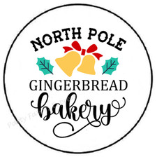 NORTH POLE GINGERBREAD BAKERY ENVELOPE SEALS LABELS STICKERS PARTY FAVORS