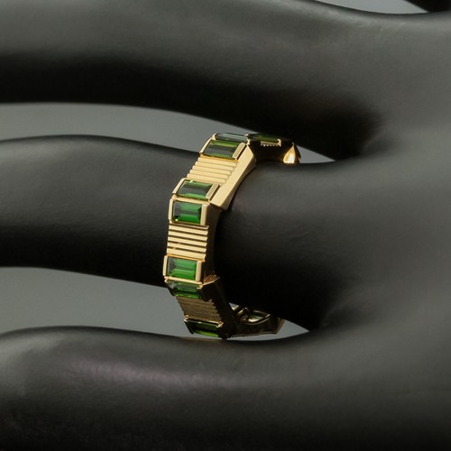 Gucci Link To Love Green Tourmaline Stack Band Ring Size 6.5 - 18K Yellow Gold - Picture 4 of 6