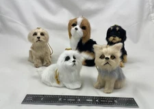 Faux Fur Puppy Dog Animal Ornament Dog Lovers Hanging or Sitting "You Choose"