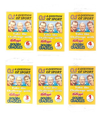 CIGARETTE/TRADE/CARDS. Kellogg Cereals. A QUESTION OF SPORT. (1991). (Set of 6).