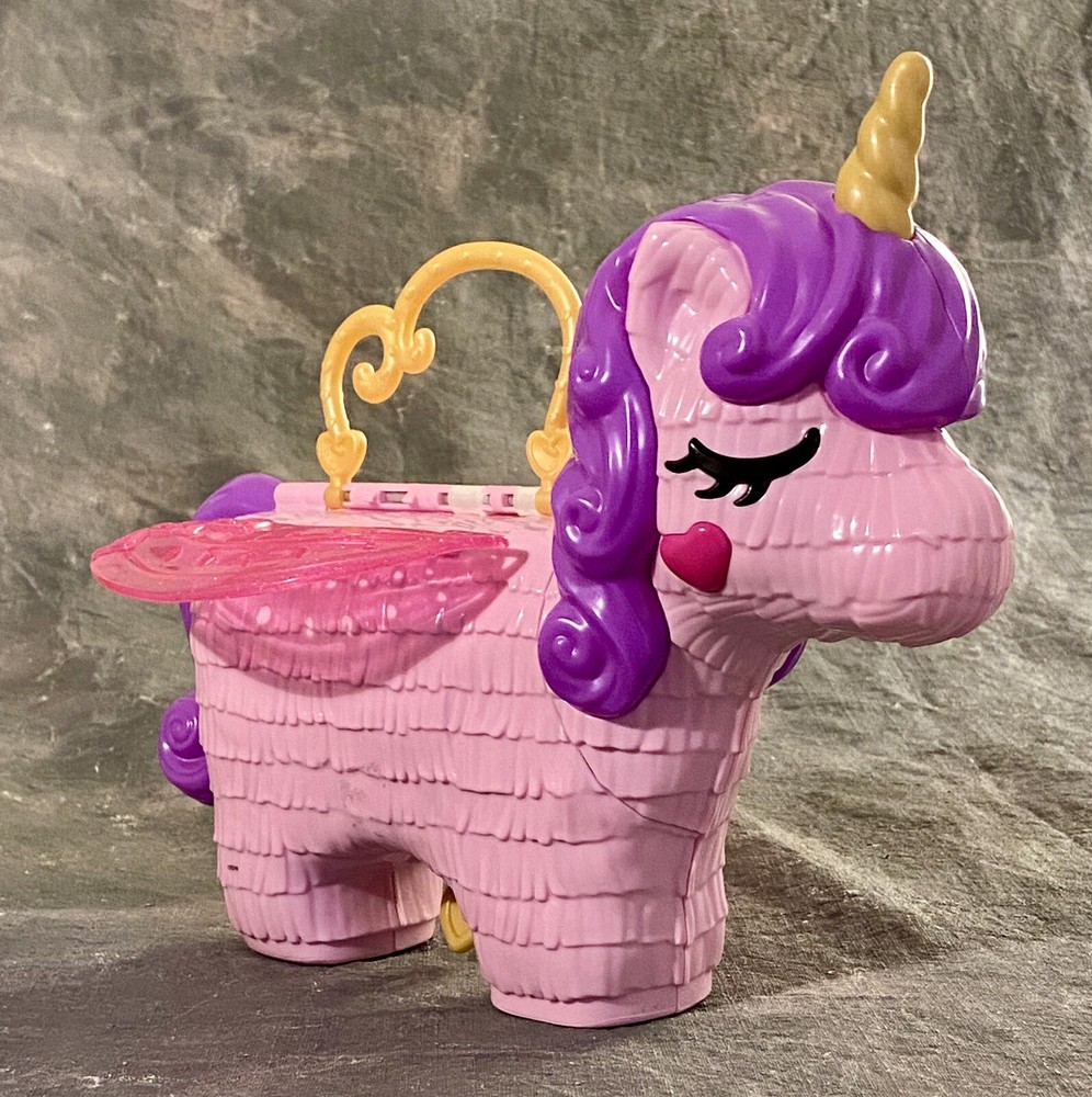 Polly Pocket Pink Unicorn Party Carrying Case Play set With Figure.