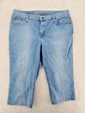 Riders by Lee Womens Capri Jeans Blue Faded 5-Pocket Stretch size 18