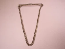 2-1/2"wide, with Long Chain, Silver Tone, Vintage Collar Bar L149