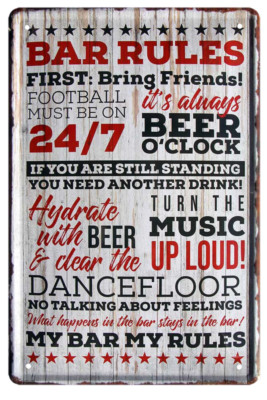  ''Bar Rules'' 20x30cm Blechschild