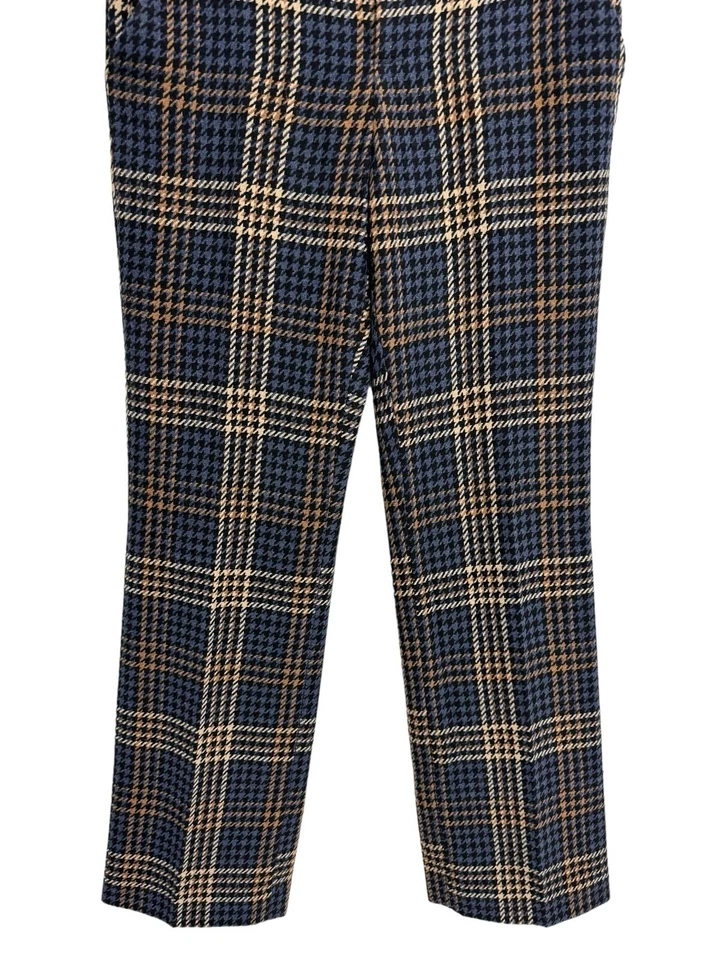Boston Proper Women's Blue & Brown Plaid Straight Leg Dress Pants Size 4 - Image 4 of 4